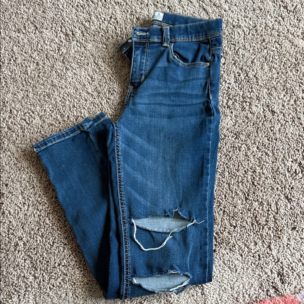 Jordache Girls Dark Blue Ripped Skinny Jeans Size 16